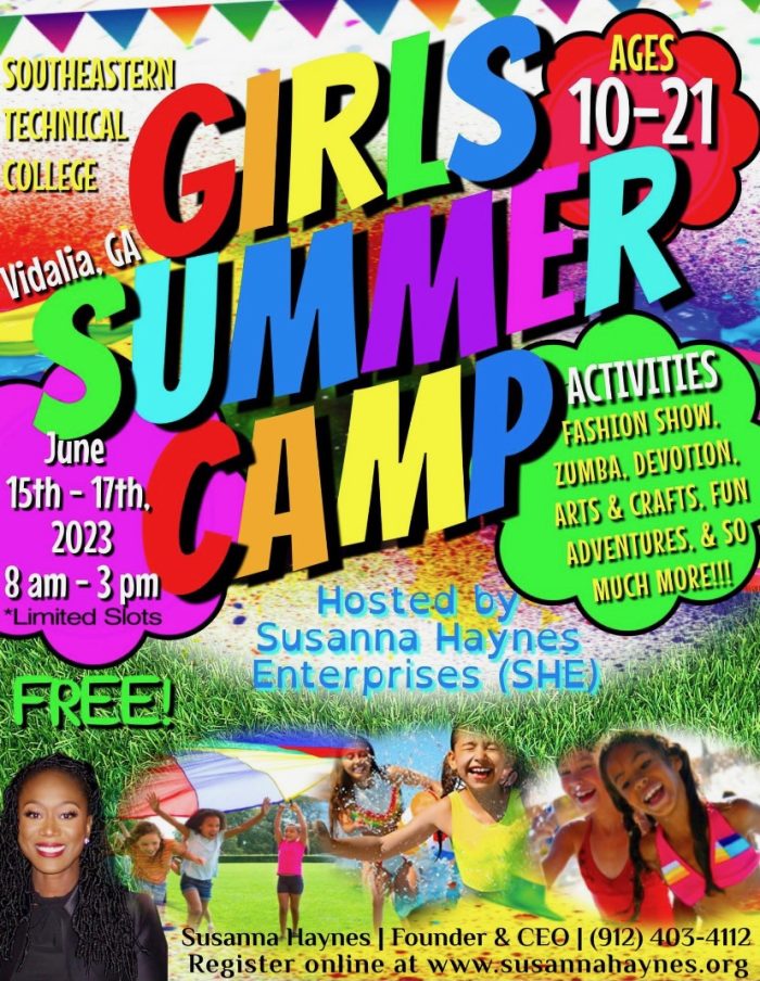 girls summer camp 2023 flyer